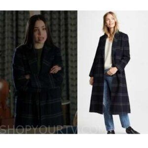 Vince Shadow Plaid Wool Blend Coat